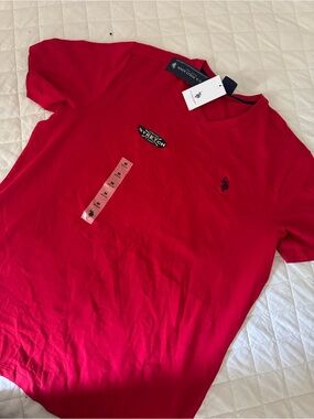 U.S. Polo Assn. Men's Bright Red V-Neck Tee